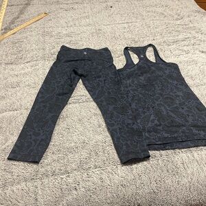 Blue Patterned Activewear Set